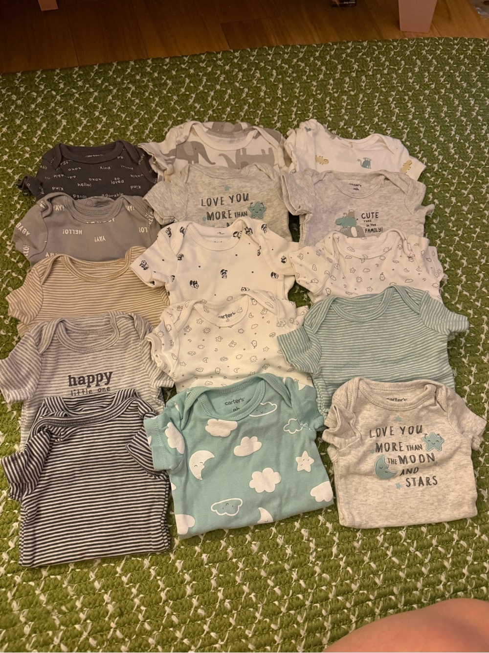 Assorted Baby Short-Sleeve Onesies in Gray, White, and Mint - Multi-Pack